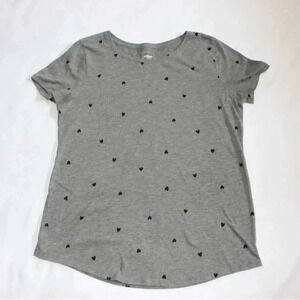 Sonoma Women’s Top SMALL Gray w/ small black hearts ‘The Everyday Tee’ Romantic